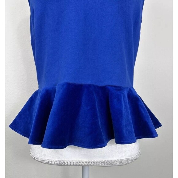 J. Crew Scuba Knit Velvet Peplum Royal Blue Sleeveless Top Size Small (4/6) - Picture 4 of 10